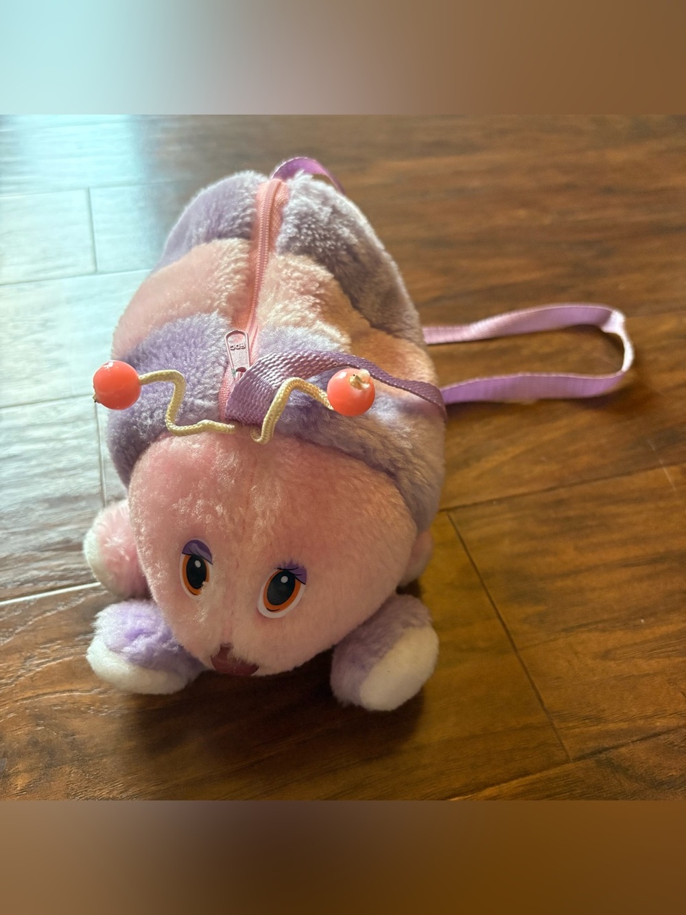 Vintage Caterpillar Plush Bag Pink and Purple